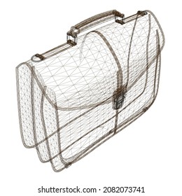 Wireframe eines Business-Koffer aus braunen Linien einzeln auf weißem Hintergrund. Isometrische Sicht. 3D. Vektorgrafik