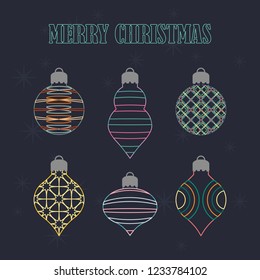 Wireframe Christmas ornament collection