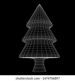 Wireframe A Christmas tree sign mesh. Wireframe low poly mesh vector illustration