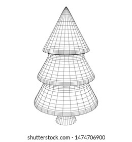 Wireframe A Christmas tree sign mesh. Wireframe low poly mesh vector illustration