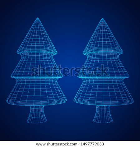 Wireframe A Christmas tree sign mesh. Wireframe low poly mesh vector illustration