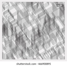 Wireframe city background of 3D building. Vector construction graphic idea.