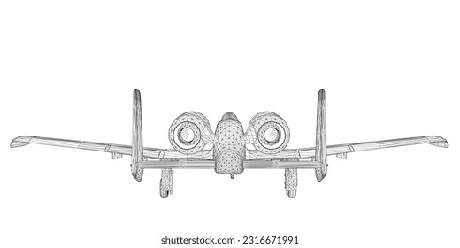 Aeronaves de combate con estructura alambrada aisladas sobre un fondo blanco. Aeronaves de combate modernas. Imagen estilizada de un avión de combate sobre un fondo blanco. Imagen vectorial para impresiones, afiches e ilustraciones. 3 D.
