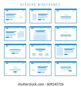 Wireframe components to build your own website mockup. You can combine them to create some unique prototypes and to build your first draft of your website design.