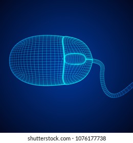 Wireframe computer mouse low ply mesh vector illustration.