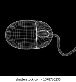 Wireframe computer mouse low ply mesh vector illustration.
