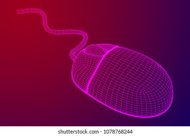 Wireframe computer mouse low ply mesh vector illustration.