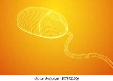 Wireframe computer mouse low ply mesh vector illustration.