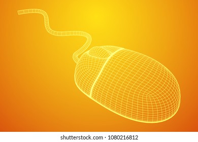 Wireframe computer mouse low ply mesh vector illustration.