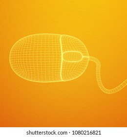 Wireframe computer mouse low ply mesh vector illustration.