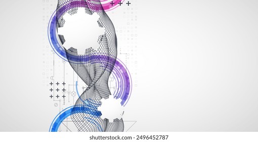 Concepto de estructura de alambre. Tecnología Abstractas de fondo de Vector futurista. Arte dibujado a mano.