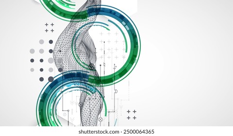 Concepto de estructura de alambre. Tecnología Abstractas de fondo de Vector futurista. Arte dibujado a mano.