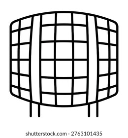 Wireframe cylindrical cage structure on white background for industrial or tech designs