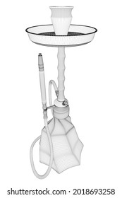 Wireframe of decorative hookah isolated on white background. 3D. Vector illustration