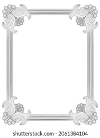 Wireframe decorative picture or photograph frame from black lines Isolated on white background. 3D. Vector illustration