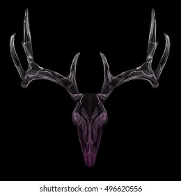 Wireframe deer skull, head abstract vector illustration.