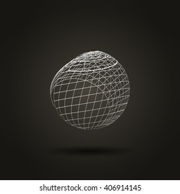 Wire-frame Design Element. Sphere stock vector illustration