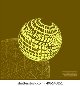 Wire-frame Design Element. Sphere stock vector illustration