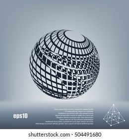 Wire-frame Design Element. Sphere stock vector illustration