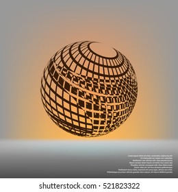 Wire-frame Design Element. Sphere stock vector illustration