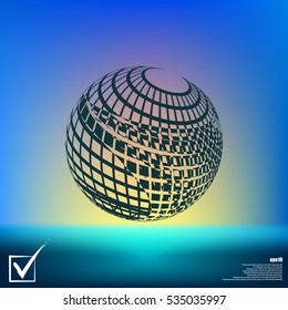 Wire-frame Design Element. Sphere stock vector illustration