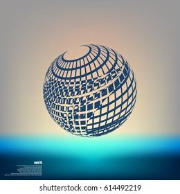 Wire-frame Design Element. Sphere stock vector illustration