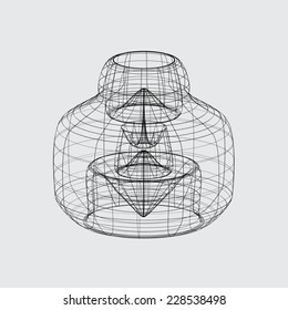 A Wireframe design isolated on a grey background
