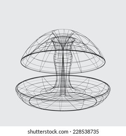 A Wireframe design isolated on a grey background