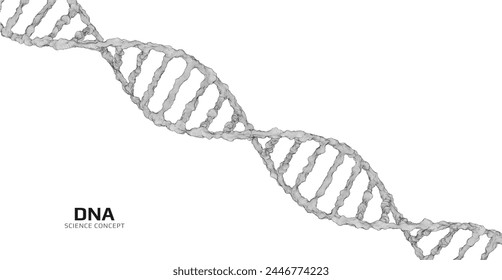 Wireframe dna structure. 3D scientific genetic model. Vector illustration.