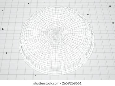Wireframe dome on grid Architectural blueprint of a geodesic dome, conceptualizing futuristic sustainable living spaces, vector illustration for innovation