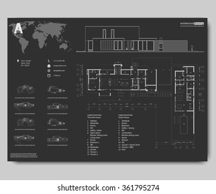 Wireframe drawing of 3D building. Vector architectural template background. Architectural drawing. Architectural theme.