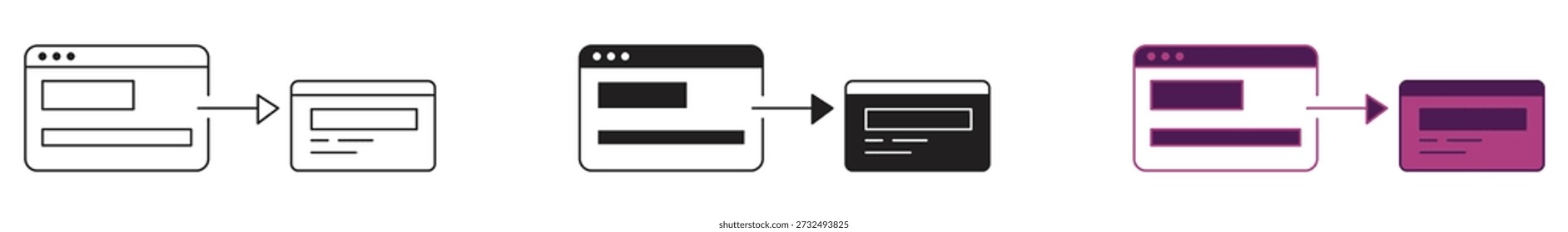 Wireframe to final UI icon set , vector illustration.