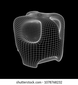 Wireframe futuristic case. Connected lines. Molecular lattice. The structural grid of polygons. Vector illustration.