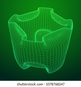 Wireframe futuristic case. Connected lines. Molecular lattice. The structural grid of polygons. Vector illustration.