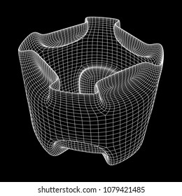 Wireframe futuristic case. Connected lines. Molecular lattice. The structural grid of polygons. Vector illustration.