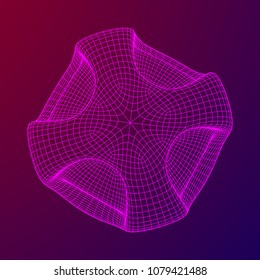 Wireframe futuristic case. Connected lines. Molecular lattice. The structural grid of polygons. Vector illustration.