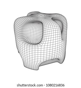 Wireframe futuristic case. Connected lines. Molecular lattice. The structural grid of polygons. Vector illustration.