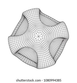 Wireframe futuristic case. Connected lines. Molecular lattice. The structural grid of polygons. Vector illustration.