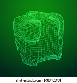 Wireframe futuristic case. Connected lines. Molecular lattice. The structural grid of polygons. Vector illustration.