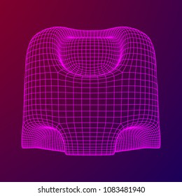Wireframe futuristic case. Connected lines. Molecular lattice. The structural grid of polygons. Vector illustration.