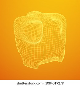 Wireframe futuristic case. Connected lines. Molecular lattice. The structural grid of polygons. Vector illustration.
