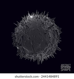 Estructura metálica con forma futurista. Forma 3d distorsionada abstracta. Concepto de ciencia. Ilustración vectorial.
