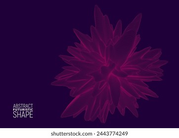 Estructura metálica con forma futurista. Forma 3d distorsionada abstracta. Concepto de ciencia. Ilustración vectorial.