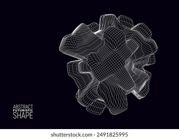 Estructura metálica con forma futurista. Forma 3d distorsionada Abstractas. Concepto de Ciencia. Ilustración vectorial.