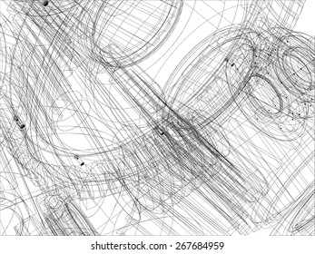 Wire-frame gears with shafts. Close-up. Vector illustration, 3d render