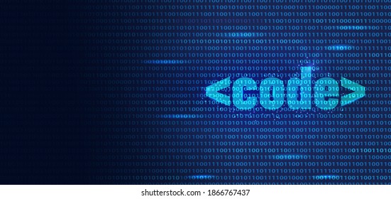 Wireframe of geometric binary code polygonal design. Low poly digital vector illustration. Light connection structure of modern graphics.  Futuristic concept for programming binary languages.