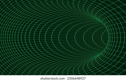 Drahtgitter Geometrisch Dunkelgrün Psychedelic Wormhole Structure