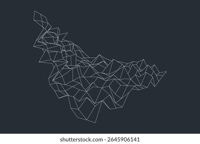 Wireframe geometric objects background featuring abstract polygonal shapes on dark