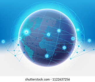 Wireframe Global cloud computing data  network system concept.vector illustration 