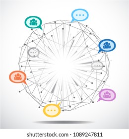 Wireframe global with connection symbol use for techonology and business concept, vector background